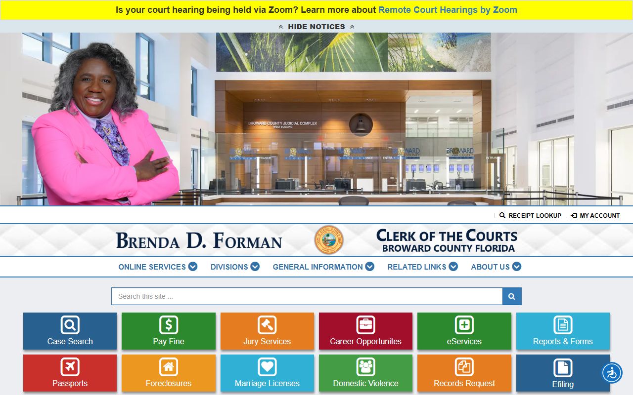 Broward County Clerk of Courts marriage records search page for Fort Lauderdale residents