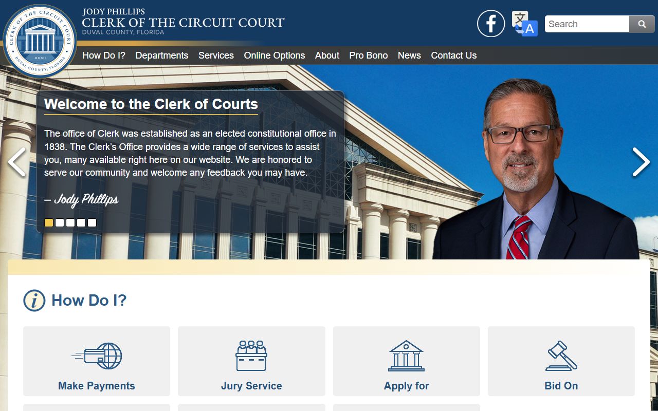 Duval County Clerk of Court website for Jacksonville marriage records search