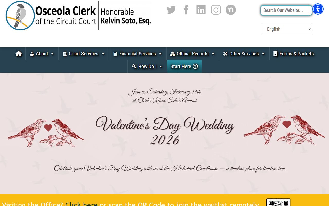 Osceola County Clerk online records search for Kissimmee marriage records