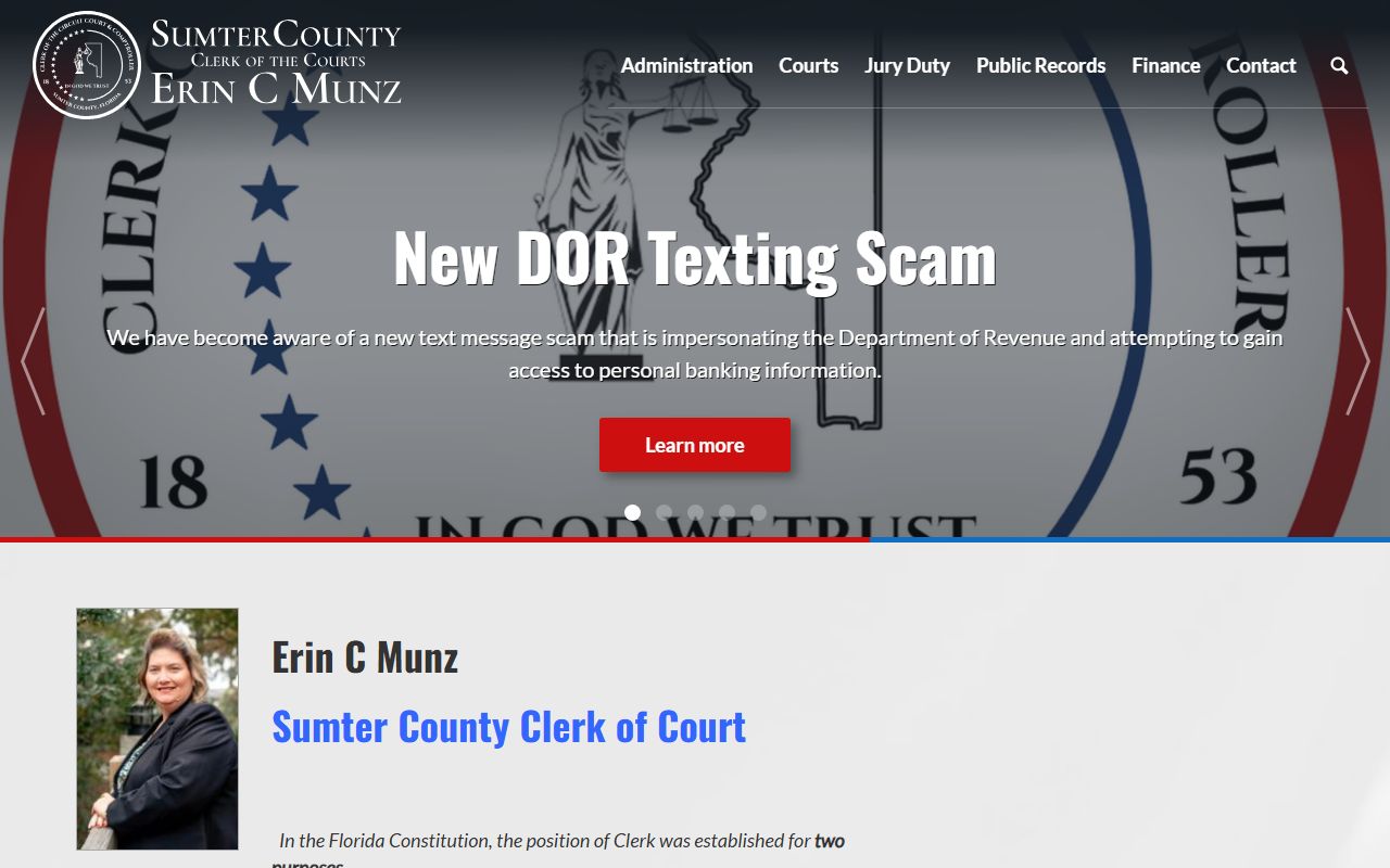 Sumter County Clerk of Court website for The Villages marriage records search