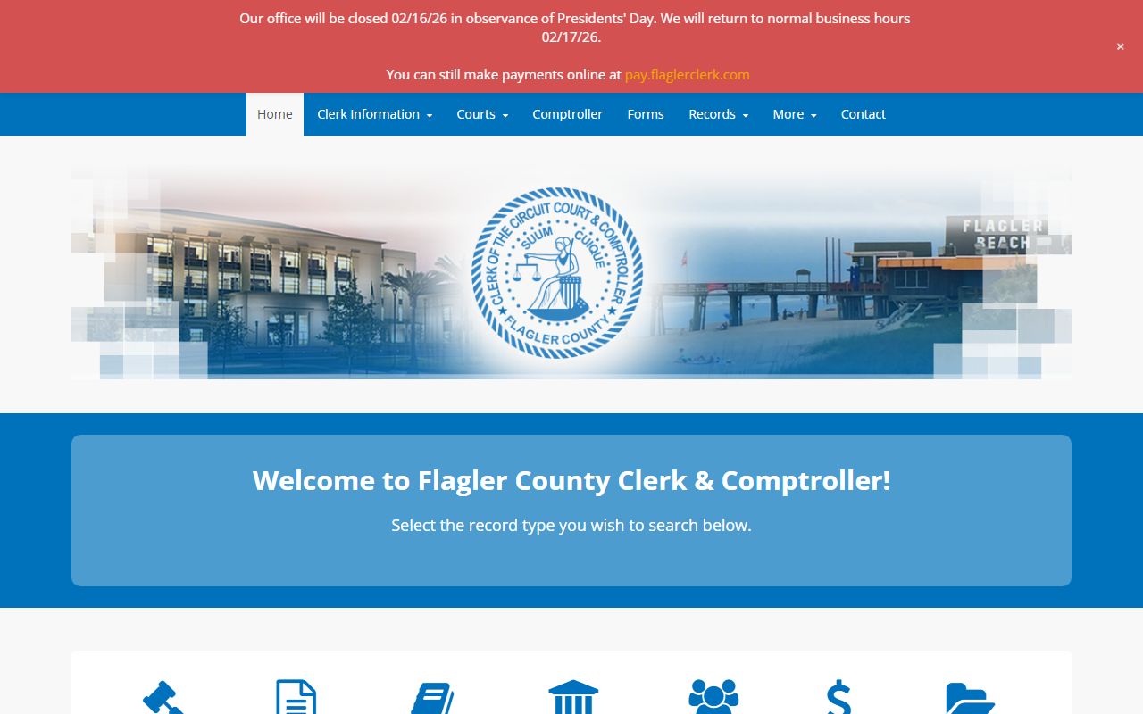 Flagler County Clerk of Court website for marriage records and license services