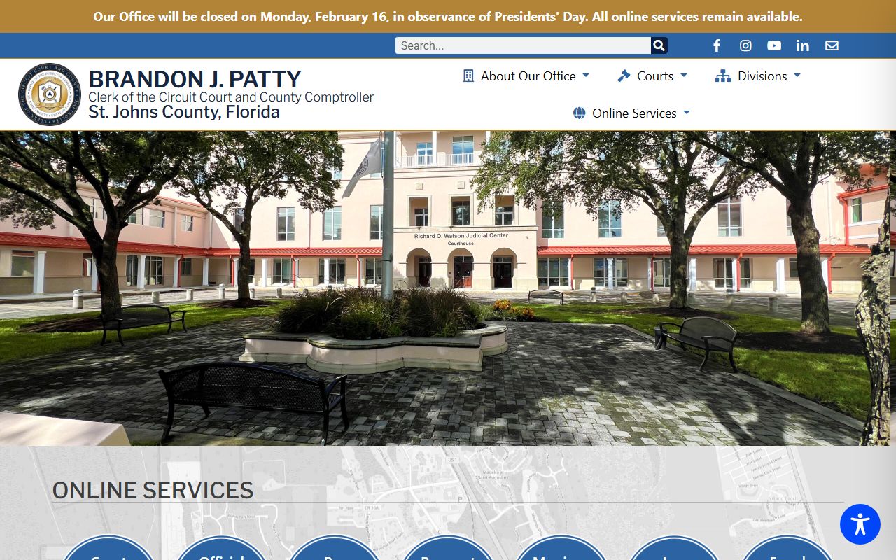 St. Johns County Clerk of Court website for St. Johns County marriage records